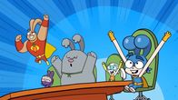 Super-Duper-Hasen-Liga – v.li.: Handsome Steve, Midnight Bun Bun, Derek, Bex, Stumpy