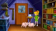 Bibi Blocksberg – Bibi ist stolz auf ihre Verantwortung über die Such-Schweinchen. Die beiden sind unzertrennlich.
