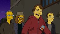 Die Simpsons – Sind von Barts Graffitikünsten beeindruckt: (v.l.n.r.) Robbie Conal, Ron English, Shepard Fairey und Kenny Scharf ...