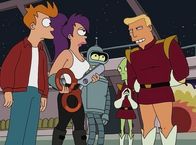 Futurama – (v.l.n.r.) Fry; Leela; Bender; Kif Kroker; Zapp Brannigan