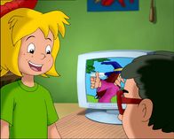 Bibi Blocksberg – Die Hexe ist wieder im Computer, Bibi (l.) und Florian (r.) sind erleichtert.
