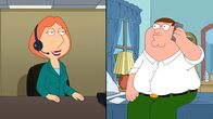 Family Guy – Peter (r.) ahnt nicht, dass er seine Frau Lois (l.) an der Leitung hat ...
