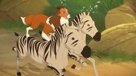 Lassie – In einer spektakulären Aktion hat Lassie die ausgebrochenen Zebras unter ihre Kontrolle gebracht und galoppiert mit ihnen zurück zum Zirkuszug.
