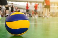 Volleyball: Europameisterschaft – Yellow-blue volleyball on the floor