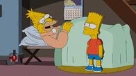 Die Simpsons – Bart (r.) kümmert sich um Grampa (l.), der bei einem Unfall verletzt wurde. Doch so sehr sich Bart auch bemüht, Grampa will einfach nicht genesen ...