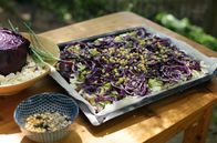 Zu Tisch ... – Das Künstlerpaar Ana Vrbaski und Marko Dinjaski serviert eine vegane Gemüsetorte.