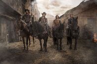 Die Musketiere – HOWARD CHARLES (PORTHOS), SANTIAGO CABRERA (ARAMIS), LUKE PASQUALINO (D'ARTAGNAN) E TOM BURKE (ATHOS)