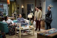 The Big Bang Theory – L-R: Amy (Mayim Bialik); Sheldon (Jim Parsons); Leonard (Johnny Galecki); Penny (Kaley Cuoco)