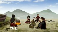Avatar - Herr der Elemente – L-R: Katara, Momo, Toph, Sokka, Aang