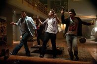 Das ist das Ende – Danny McBride, Seth Rogen und James Franco (v.l.) sind gut drauf - noch...