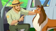Lassie – Ranger Graham schickt Hündin Lassie gemeinsam mit den Kindern los, um Mrs. Lee das Gegengift zu bringen.