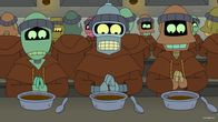 Futurama – Fühlt sich nicht wohl in seiner neuen Umgebung: Bender (M.) ...