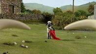 Shaun das Schaf – Wie ein Torero steht Shaun dem Stier gegenüber. Hoffentlich geht das gut!