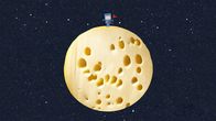 Unser Sandmännchen – Timmi steht mit einer Flagge auf dem Mond.