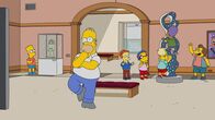 Die Simpsons – Ihr letzter Besuch im Kunstmuseum in Springfield: Bart (l.), Homer (2.v.l.), Milhouse (M.) und Nelson (r.) ...