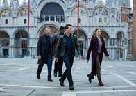 Mission: Impossible - Dead Reckoning – l-r: Benji Dunn (Simon Pegg), Luther Stickell (Ving Rhames), Ethan Hunt (Tom Cruise), Ilsa Faust (Rebecca Ferguson)