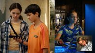 Die Pfefferkörner – Leo (Charlotte Farhadi) und Hakim (Mads Albatross) warten auf das Bild einer Verdächtigen (Emma Forchel), die Jasina (Sophia Grande) gerade recherchiert hat.