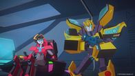 Transformers: Cyberverse – L-R: Windblade and Bumblebee