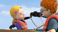 Feuerwehrmann Sam – Hannah und Norman streiten sich, wer durch Joes neues Super-Fernglas „Fernglasomat 2000“ Meeresschildkröten beobachten darf.
