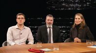 Sternstunde Philosophie – v.li.: Ole Nymoen, Podcaster und Autor, Georg Häsler, Sicherheitsexperte und Journalist «NZZ», Katja Gentinetta, Politische Philosophin und Publizistin