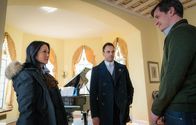 Elementary – L-R:Joan Watson ( Lucy Liu), Sherlock Holmes (Jonny Lee Miller ) and Henry Baskerville (Tom Everett Scott)