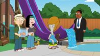 American Dad – L-R: Jeff, Klaus, Hayley, Roger, Dirk Turlington