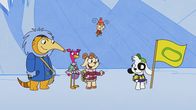 Doki – Doki hat die Fahne auf das neu entdeckte “Dokiland” gesetzt. Otto, Annabella, Gabi und Mundi beglückwünschen ihn.
