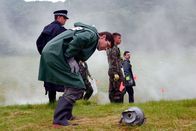 Mayday - Alarm im Cockpit – An investigator inspects parts of the crashed plane.