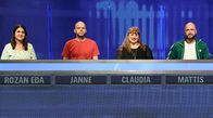 Gefragt - Gejagt – Die Kandidat:Innen (v.l.n.r.): Rozan Eda Öztürk, Janne Münz, Claudia Steckenreiter und Mattis Flötotto.