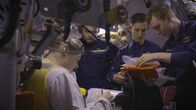 Submarine – The "HMS Trenchant" sets sail again after repair work in the port.