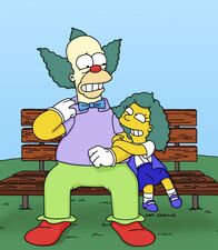 Die Simpsons – Krusty (l.) hat erst vor kurzem erfahren, dass Sophie (r.) seine Tochter ist. Er versucht, sich mit ihr anzufreunden.