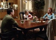 Desperate Housewives – Danielle (Joy Lauren, M.) und Rex Van De Kamp (Steven Culp, l.) hören sich den Vorschlag von Bree (Marcia Cross, r.) an, wie sie den Unfallwagen verschwinden lassen möchte ...