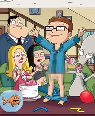 American Dad! – L-R: Klaus, Stan, Francine, Hayley, Steve, Roger