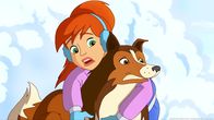 Lassie – Lassie versucht sich und Zoe vor der anrollenden Lawine zu retten.