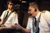 Mayday - Alarm im Cockpit – Captain Erdem - portrayed by actor Hrant Alianak, and First Officer Gergin - played by actor Jorge Molina, settle in and go over the planes systems.