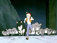 Nils Holgersson – Nils muss vor den Ratten flüchten.