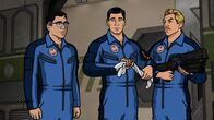 Archer – Reisen ins All, um eine Katastrophe zu verhindern: (v.l.n.r.) Cyril, Archer und Ray ...