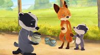 Mama Fuchs und Papa Dachs – Matteo, Rosie und Emmie wollen Luis von seiner Angst vor Insekten befreien und haben viele kleine Krabbeltiere gesammelt.