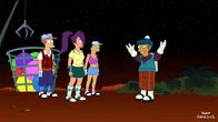 Futurama – v.li.: Fry, Leela, Amy, Leo