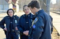 Blue Bloods - Crime Scene New York – (v.l.n.r.) Rachel Witten (Lauren Patten); Eddie Reagan (Vanessa Ray); Jamie Reagan (Will Estes)