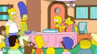 Die Simpsons – v.l.n.r.) Homer; Marge; Lisa; Nelson