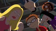 American Dad! – L-R: Francine, Bullock, Stan, Steve, Colonel Withersby, Hayley, Principal Lewis
