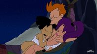Futurama – Amy (l.), Fry und Leela (r.) sind auf einem Planeten abgestürzt, auf dem es nur Mineralien gibt ...