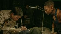 Captive State – (L - R) Avery Lee as the "Dentist", Caitlin Ewald as Anita and Chronicle Ganawah as Posner