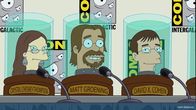 Futurama – Welche Rolle spielen Crystal Chesney-Thompson (l.), Matt Groening (M.) und David X. Cohen (r.) bei der Rettung der Welt?