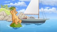 Tom – Dino Tom und sein Freund Tip toben ausgelassen am Strand herum.