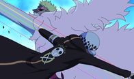 One Piece – De Flamingo (hinten); Trafalgar D. Law (vorne)