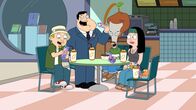 American Dad! – L-R: Jeff, Stan, Roger, Hayley, Klaus