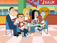 American Dad! – L-R: Stan, Steve, Francine, Hayley, Roger