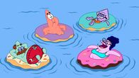 Die Patrick Star Show – v.li.: Cecil, Patrick, Squidina, Bunny
